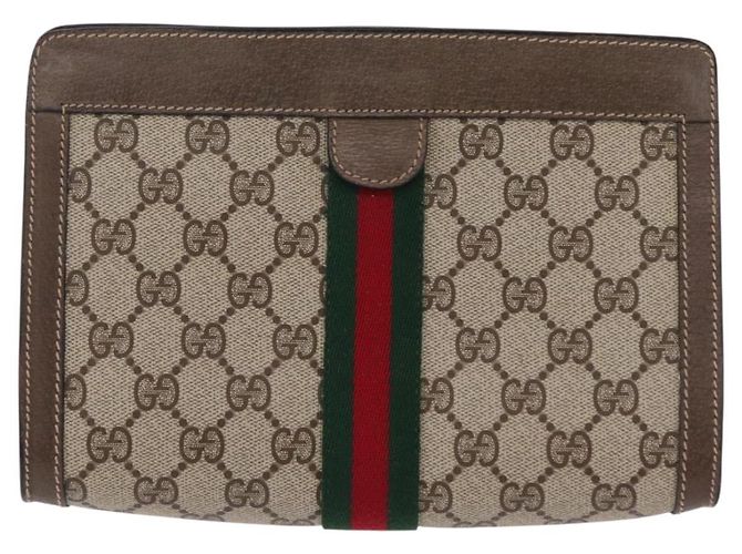 GUCCI GG Supreme Web Sherry Line Clutch Bag PVC Beige 89 01 001 - vista 2