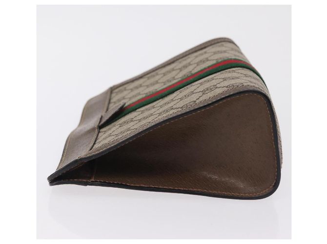 GUCCI GG Supreme Web Sherry Line Clutch Bag PVC Beige 89 01 001 - vista 4