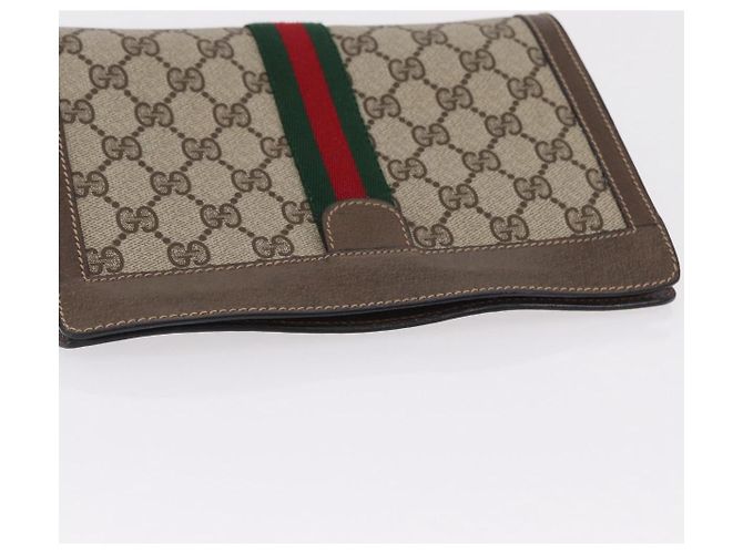GUCCI GG Supreme Web Sherry Line Clutch Bag PVC Beige 89 01 001 - vista 5