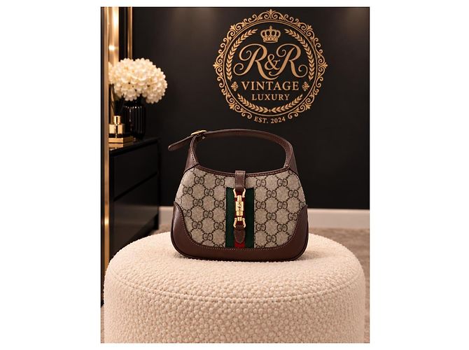 Gucci Jackie 1961 Monogramm Lederhandtasche Braun - Ansicht 2