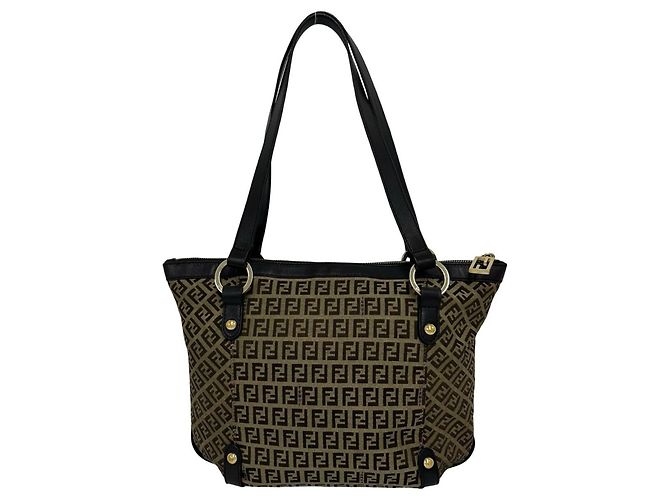 Fendi Shopper-Tasche aus Canvas und Leder mit Zucchino FF-Muster - Ansicht 3