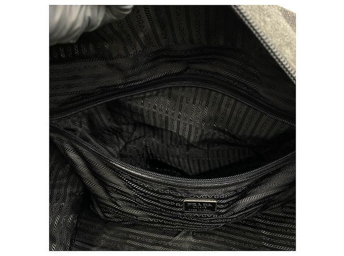 Bolsa Boston 2-Way Prada em nylon e lã cinza - vista 10