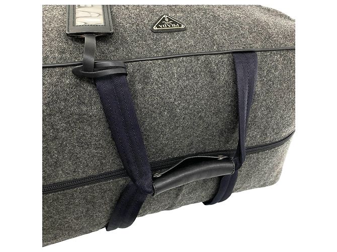 Bolsa Boston 2-Way Prada em nylon e lã cinza - vista 4