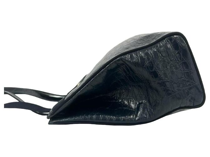 Salvatore Ferragamo Shopper aus Leder in Navy - Ansicht 5