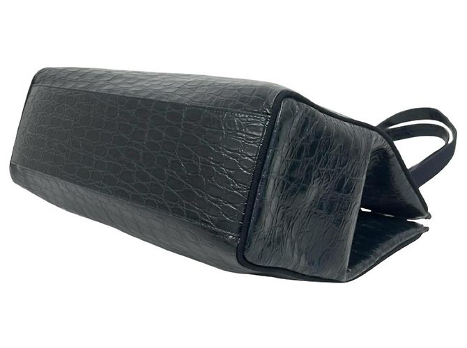 Salvatore Ferragamo Shopper aus Leder in Navy - Ansicht 8