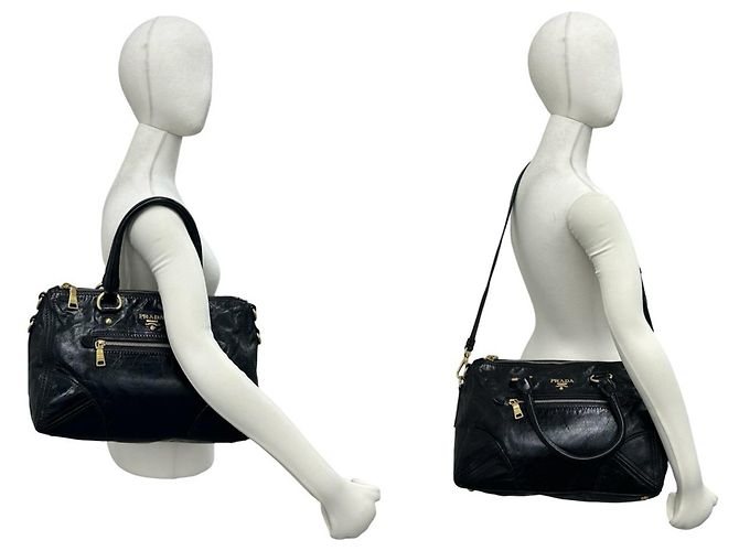 Tote Bolsa 2-Way em couro preto Prada - vista 2