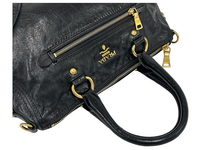 Tote Bolsa 2-Way em couro preto Prada - vista 4