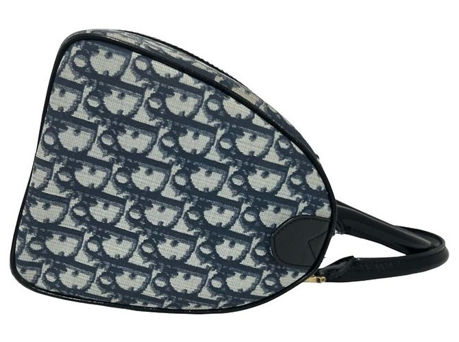 Borsa Mini Boston Christian Dior con motivo Trotter blu navy - vista 6