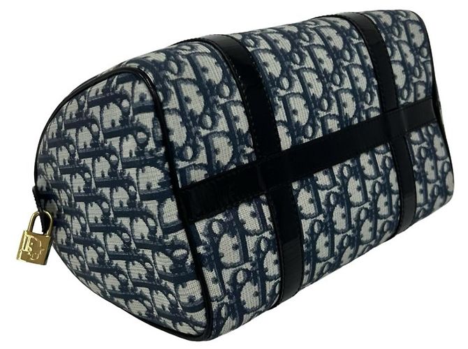 Borsa Mini Boston Christian Dior con motivo Trotter blu navy - vista 7