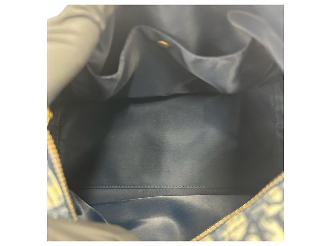Borsa Mini Boston Christian Dior con motivo Trotter blu navy - vista 9