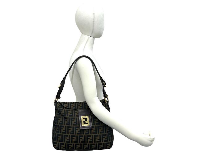 Fendi Vintage Tasche aus Canvas und Leder mit Zucca FF-Muster - Ansicht 2