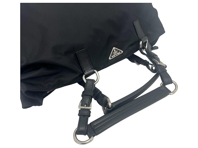 Prada Triangle Logo Hardware Tessuto Pocono Tote Bag - view 4