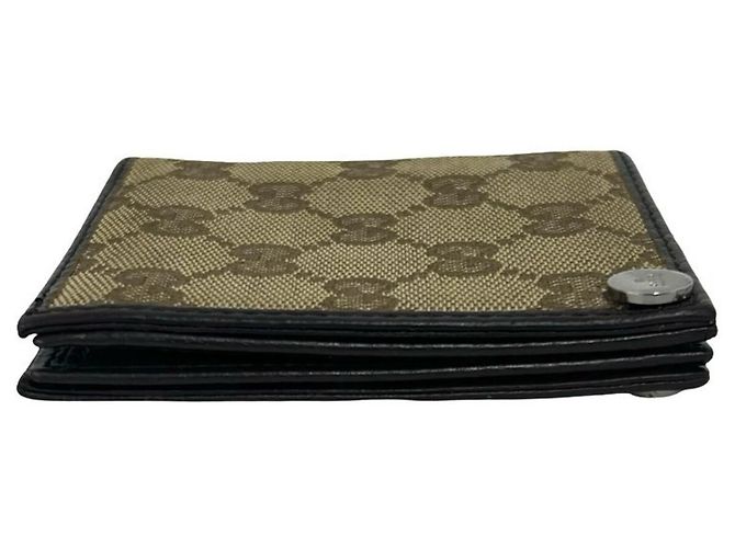 Tarjetero bi-fold de cuero y lona GG GUCCI - vista 5