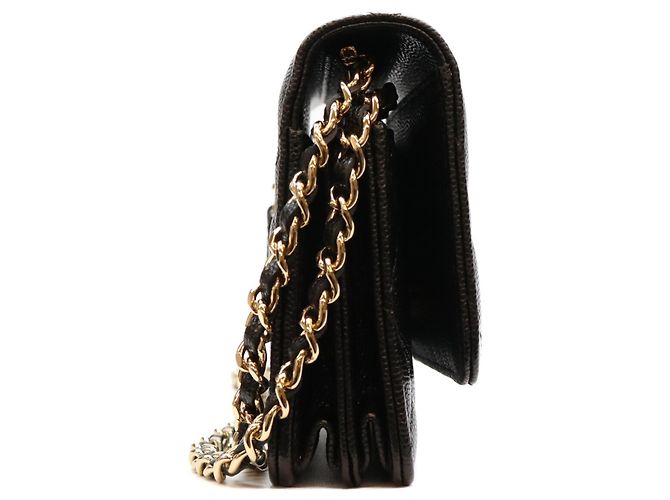 Borsa a tracolla Mini Chain Wallet in pelle caviar nera Chanel - vista 4
