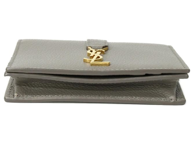 Autre Marque Saint Laurent Kartenetui aus grauem Leder - Ansicht 5