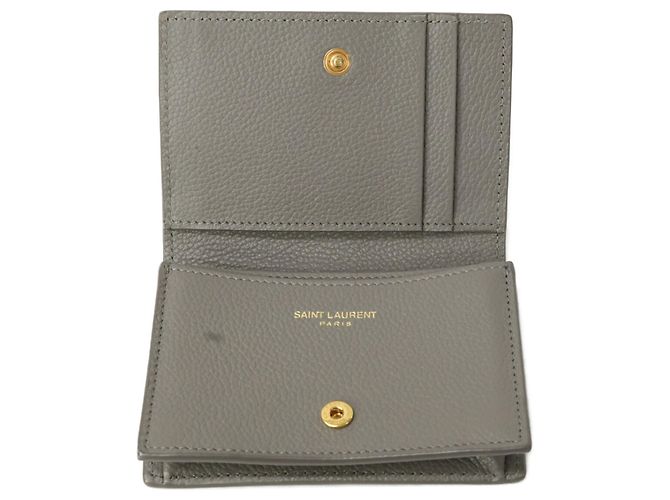 Autre Marque Saint Laurent Kartenetui aus grauem Leder - Ansicht 7