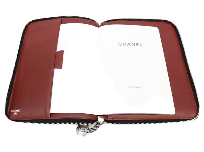 CHANEL Black Leather Notebook Cover Bookcase Pouch - view 6