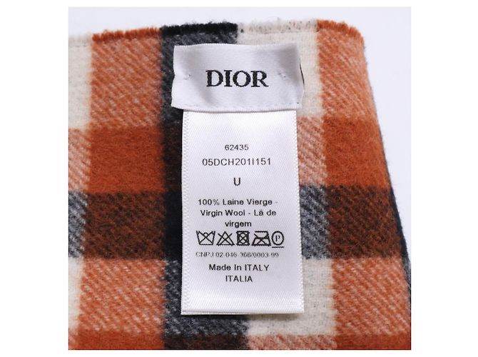 Stola in lana con logo firma a quadri Christian Dior - vista 6