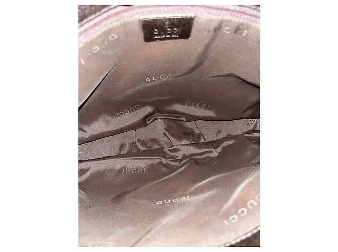 Gucci Borsa a tracolla in tela beige e pelle marrone scuro - vista 5