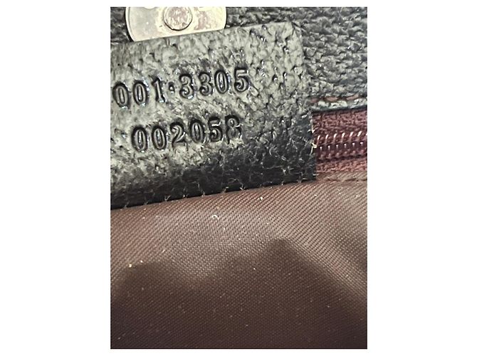 Gucci Borsa a tracolla in tela beige e pelle marrone scuro - vista 7