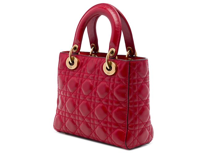 Dior Red Small Crinkled Patent Cannage My ABCDior Lady Dior - vista 2