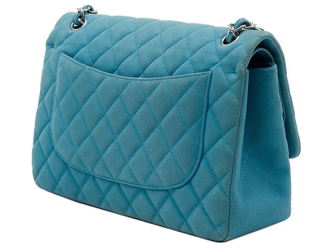 Chanel Blue Jumbo Classic Caviar Double Flap - vue 2