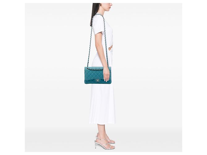 Chanel Blue Jumbo Classic Caviar Double Flap - vue 6