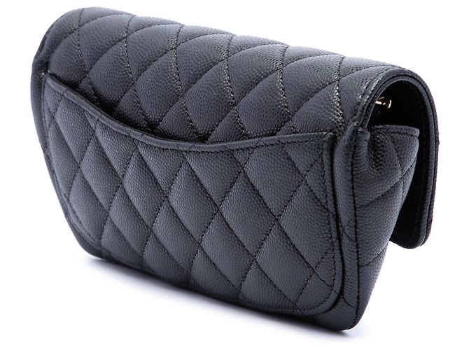 Estojo de óculos Chanel Black CC Quilted Caviar com corrente - vista 2
