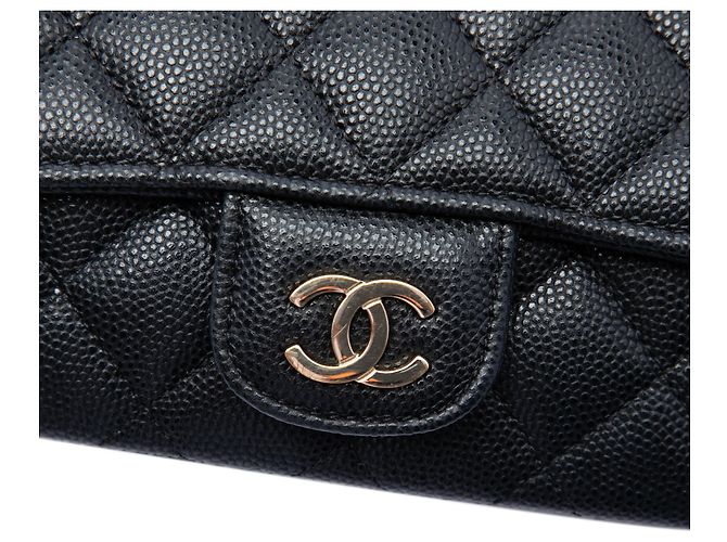 Estojo de óculos Chanel Black CC Quilted Caviar com corrente - vista 5
