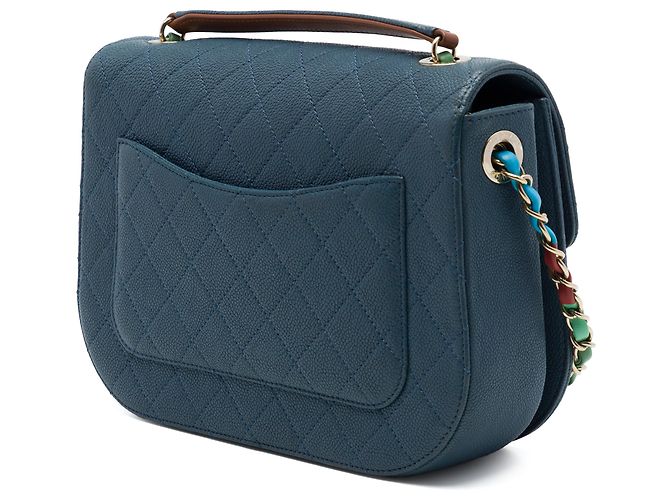 Chanel Blue Paris Cuba Medium Quilted Caviar Thread Around Flap - vista 2