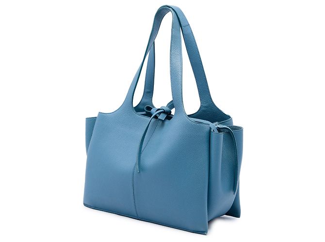 Céline Celine Bolso Tote Trifold Pequeño de Cuero Azul - vista 2