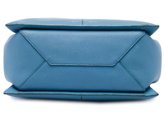Céline Celine Bolso Tote Trifold Pequeño de Cuero Azul - vista 3