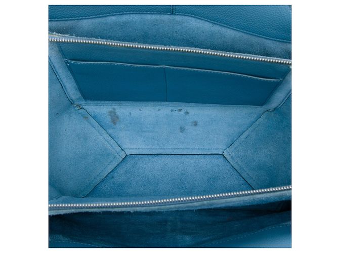 Céline Celine Bolso Tote Trifold Pequeño de Cuero Azul - vista 4
