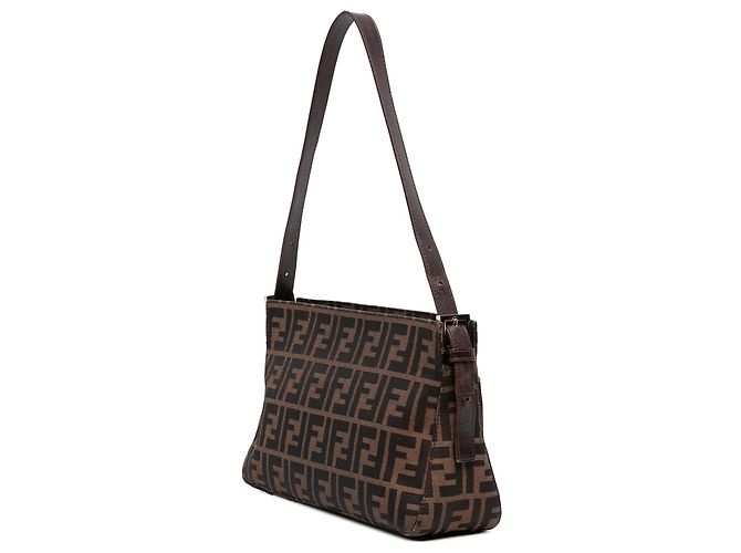 Borsa a tracolla Fendi Brown Zucca Canvas - vista 2