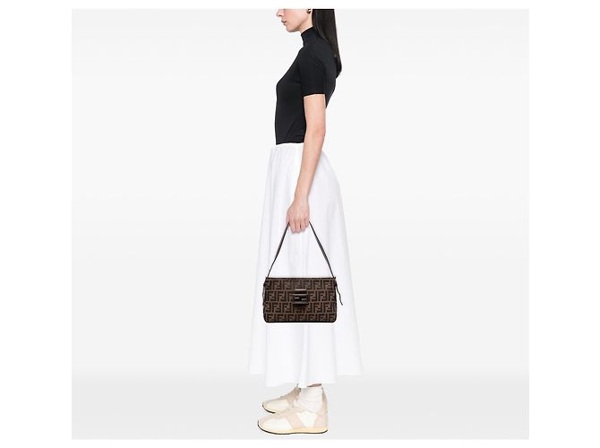 Borsa a tracolla Fendi Brown Zucca Canvas - vista 6