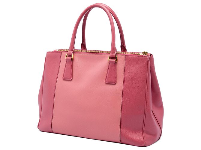 Prada Galleria Double Zip Bicolor Saffiano Lux Handtasche Rosa Medium - Ansicht 2