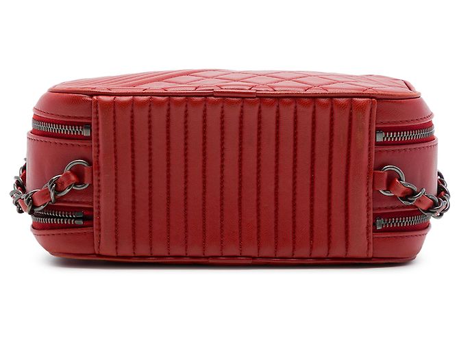 Chanel Coco Boy Camera Bag Klein, gestepptes Lammleder, Rot - Ansicht 3