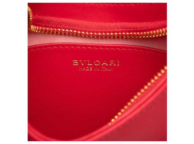 Bulgari Borsa Bvlgari Red Small Leather Serpenti Ellipse Satchel - vista 5