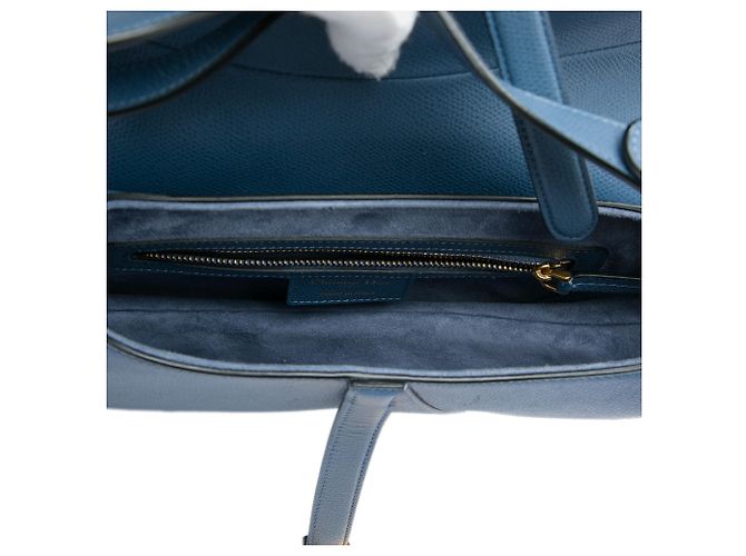 Dior Saddle Bag aus blauem genarbtem Kalbsleder - Ansicht 4