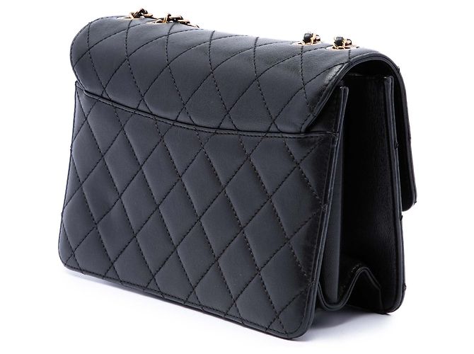 Chanel Black Medium Quilted Sheepskin Beauty Lock Flap - vista 2