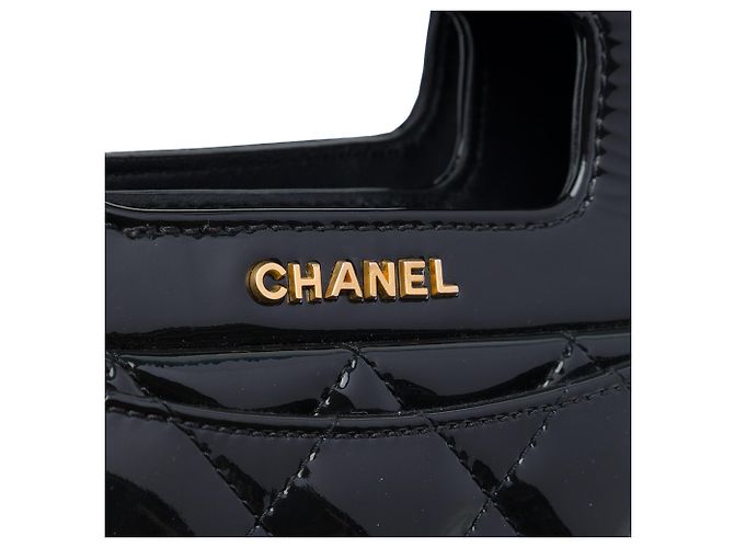 Chanel Black Mini Quilted Patent Graphic Catch Flap - vue 5