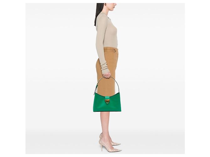 Salvatore Ferragamo Borsa a tracolla Ferragamo Gancini Trifolio in pelle verde - vista 4
