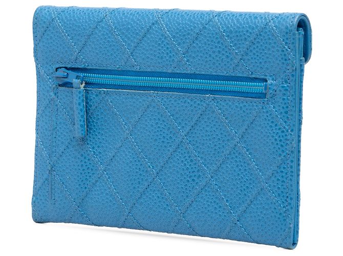 Chanel Blue CC Quilted Caviar Envelope Wallet - view 2