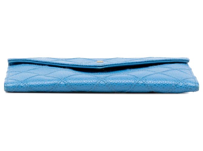 Chanel Blue CC Quilted Caviar Envelope Wallet - view 3