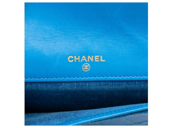 Chanel Blue CC Quilted Caviar Envelope Wallet - view 5