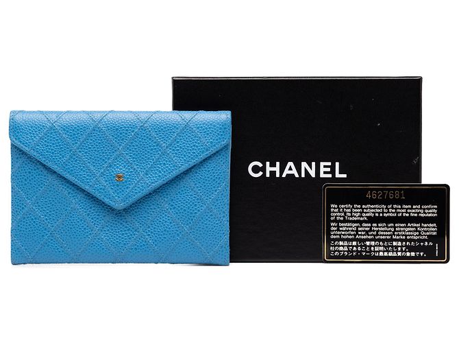 Chanel Blue CC Quilted Caviar Envelope Wallet - view 7