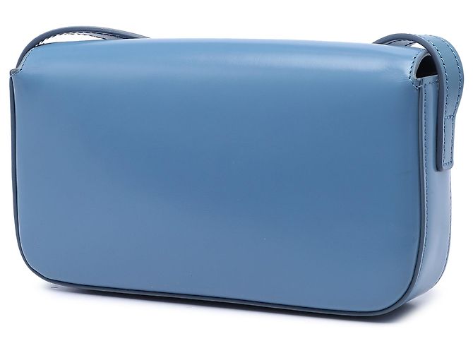 Céline Celine Claude Schultertasche aus glänzendem blauem Kalbsleder mit Triomphe - Ansicht 2