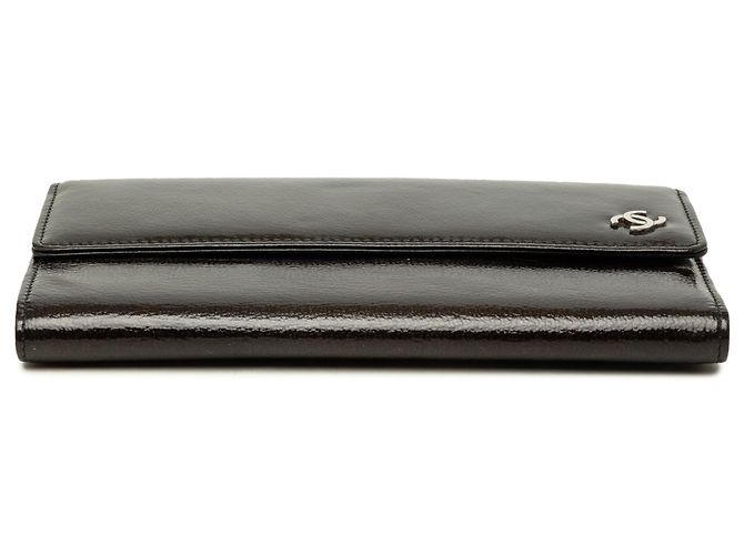 Cartera larga con solapa Chanel Black CC Patent - vista 3