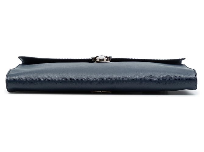 Clutch Prada Blue Large Saffiano Lux Envelope Pushlock - vista 3