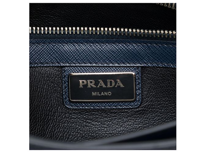 Clutch Prada Blue Large Saffiano Lux Envelope Pushlock - vista 5